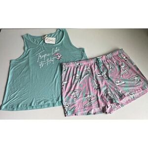 Munki Munki Snoopy Peanuts Women’s Sz 1X Pajama Pj Set Summer Tank & Shorts NEW